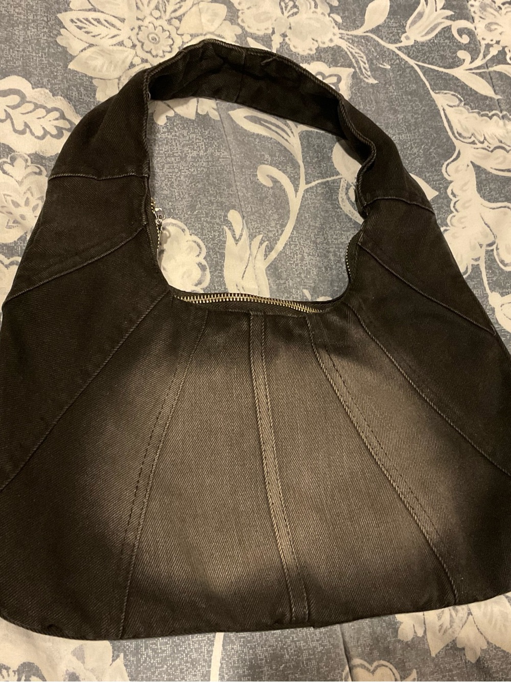 Classic Black Denim Shoulder Bag